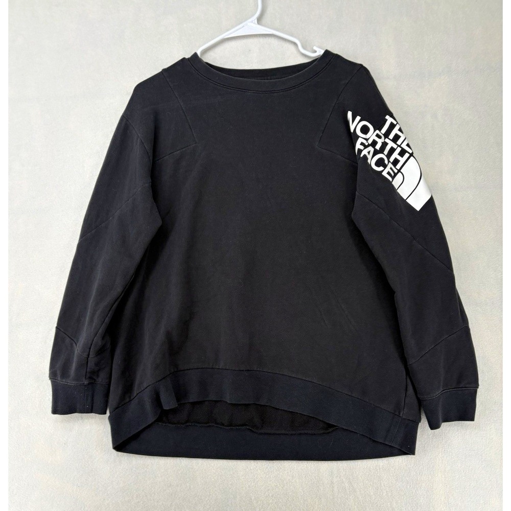 The North Face FlashDry Black Fleece Logo Crewneck Pullover Sweatshirt Women's L